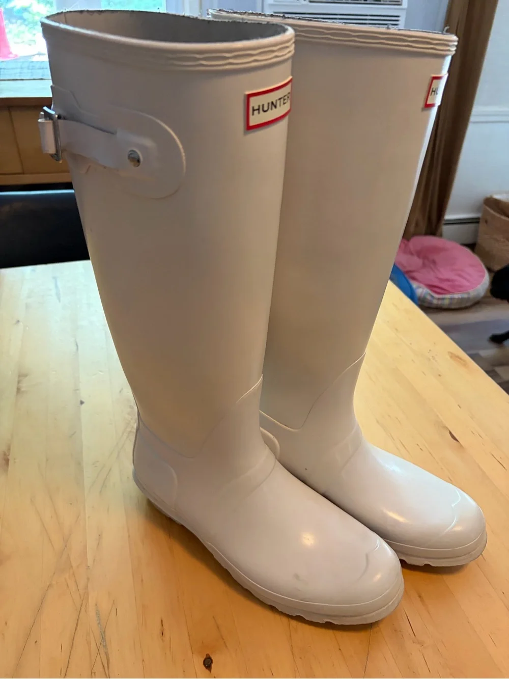 Hunter White Tall Gloss Rain Boots